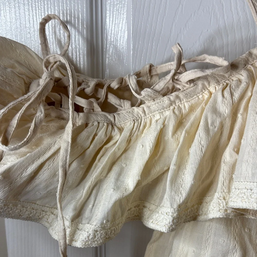 Easel Cream Cold Shoulder Peasant Top Sm and Oddy Floral Flounce Skirt Sz L NWT
